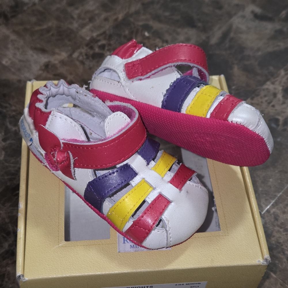 Robeez Sara Leather Sandal 3 To 6 Mos Baby Gift Colorful